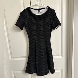 H&M Black and White Collared Wednesday Addams Inspired Dress Size 8